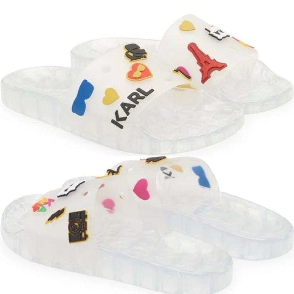 Karl Lagerfeld Womens Clear Slides Size 8